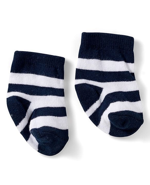 Cute Walk by Babyhug Knit Ankle Length Anti Bacterial Socks with Stripes Design Pack of 3 - Red White & Blue