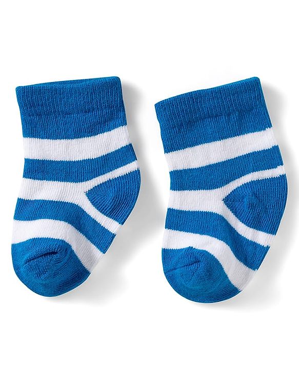 Cute Walk by Babyhug Knit Ankle Length Anti Bacterial Socks with Stripes Design Pack of 3 - Red White & Blue