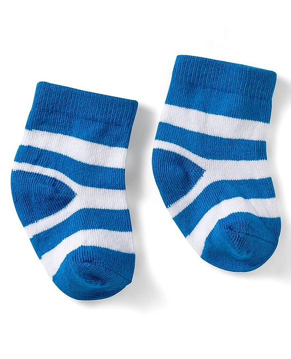 Cute Walk by Babyhug Knit Ankle Length Anti Bacterial Socks with Stripes Design Pack of 3 - Red White & Blue