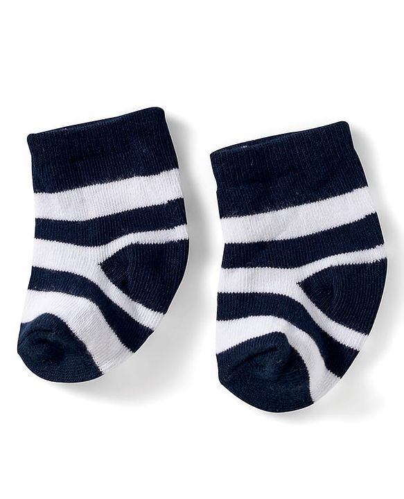 Cute Walk by Babyhug Knit Ankle Length Anti Bacterial Socks with Stripes Design Pack of 3 - Red White & Blue