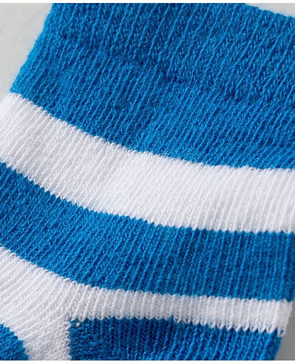 Cute Walk by Babyhug Knit Ankle Length Anti Bacterial Socks with Stripes Design Pack of 3 - Red White & Blue