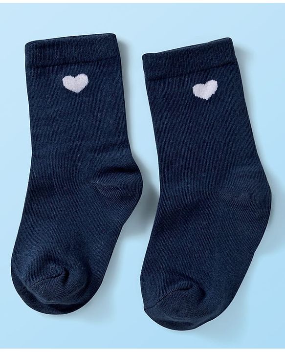 Cute Walk by Babyhug Knit Ankle Length Anti Bacterial Socks with Heart Design Pack of 3 - Red White & Navy Blue