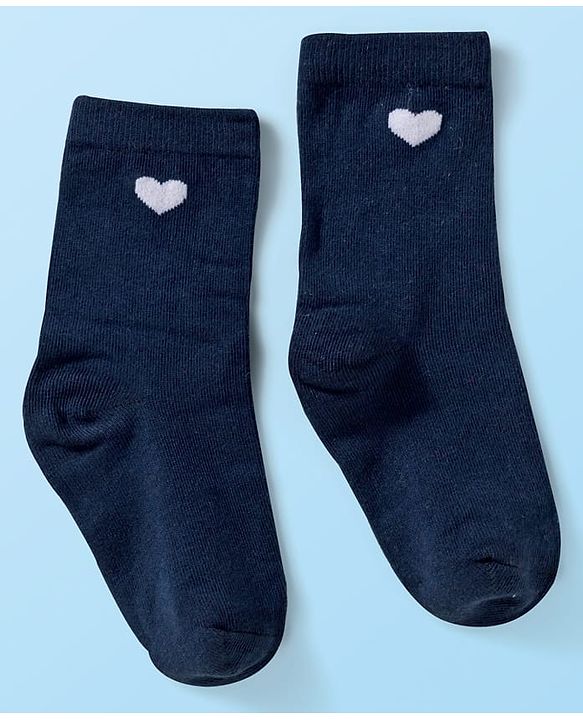Cute Walk by Babyhug Knit Ankle Length Anti Bacterial Socks with Heart Design Pack of 3 - Red White & Navy Blue