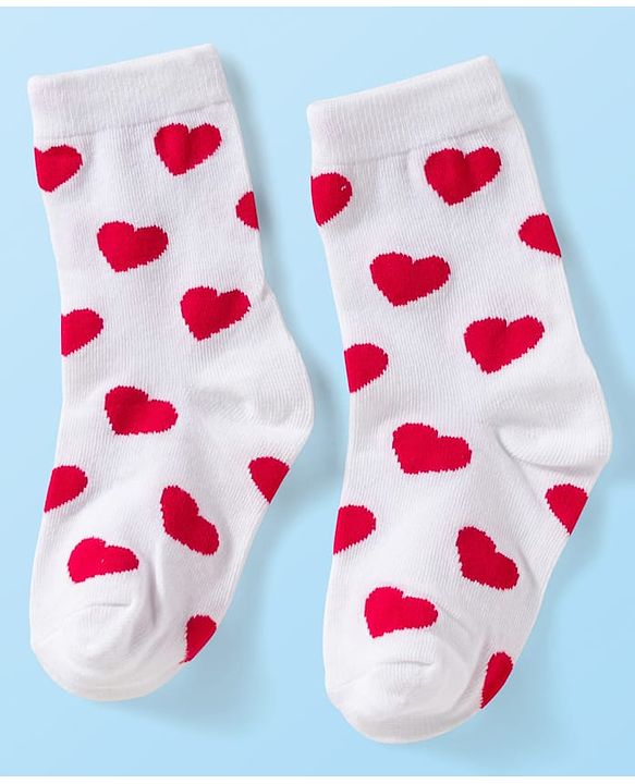 Cute Walk by Babyhug Knit Ankle Length Anti Bacterial Socks with Heart Design Pack of 3 - Red White & Navy Blue