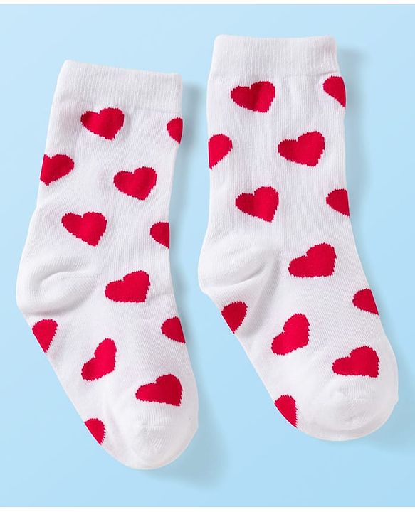 Cute Walk by Babyhug Knit Ankle Length Anti Bacterial Socks with Heart Design Pack of 3 - Red White & Navy Blue