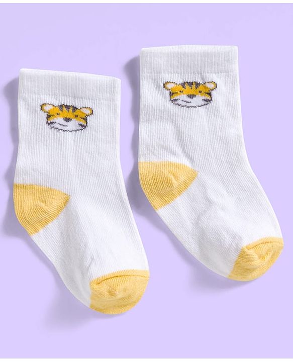Cute Walk by Babyhug Ankle Length Antibacterial Socks With Stripes & Cat Print Pack Of 3 - Light Blue & White