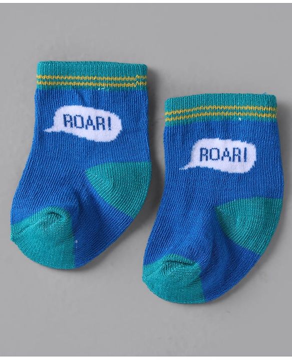 Cute Walk by Babyhug Knit Ankle Length Anti Bacterial Socks with Stripes Design Pack of 3 - White &  Blue