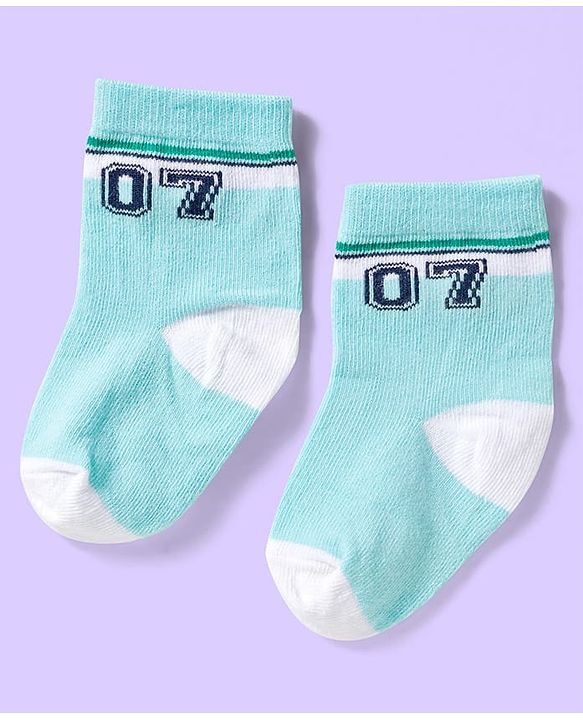 Cute Walk by Babyhug Ankle Length Antibacterial Socks With Stripes Pack Of 3 - White & Aqua