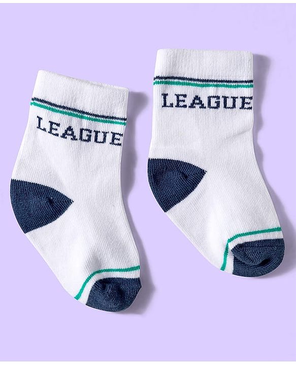 Cute Walk by Babyhug Ankle Length Antibacterial Socks With Stripes Pack Of 3 - White & Aqua