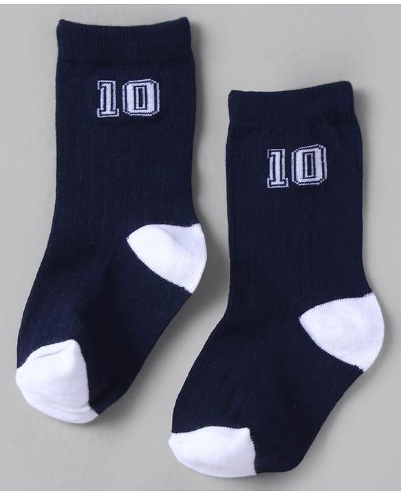 Cute Walk by Babyhug Knit Ankle Length Anti Bacterial Socks with Stripes Design Pack of 3 - White & Navy Blue