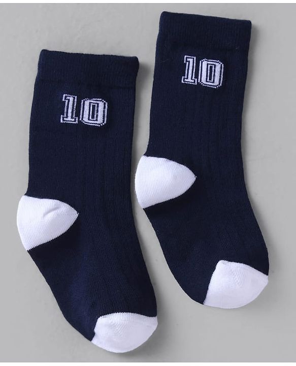 Cute Walk by Babyhug Knit Ankle Length Anti Bacterial Socks with Stripes Design Pack of 3 - White & Navy Blue
