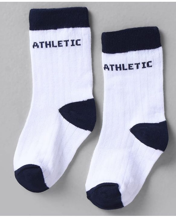 Cute Walk by Babyhug Knit Ankle Length Anti Bacterial Socks with Stripes Design Pack of 3 - White & Navy Blue