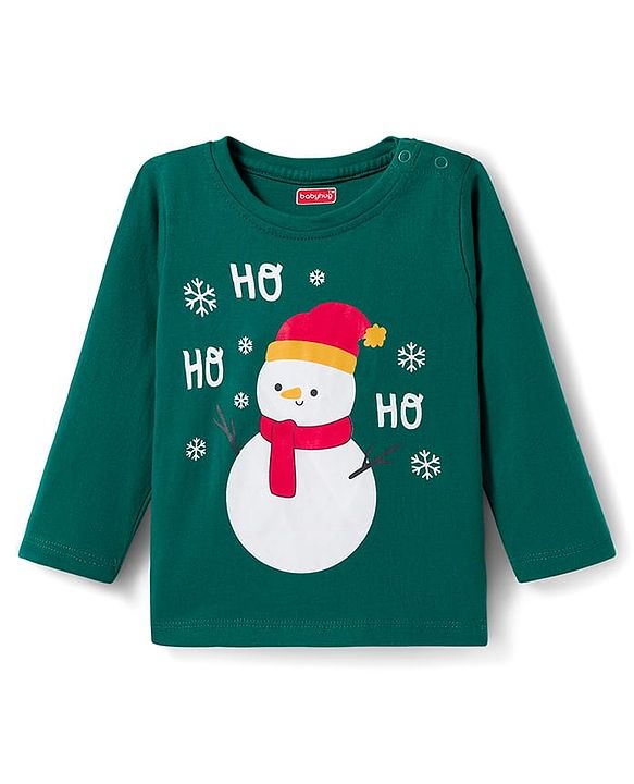 Babyhug Cotton Knit Full Sleeves Night Suit With Penguin Print - Green