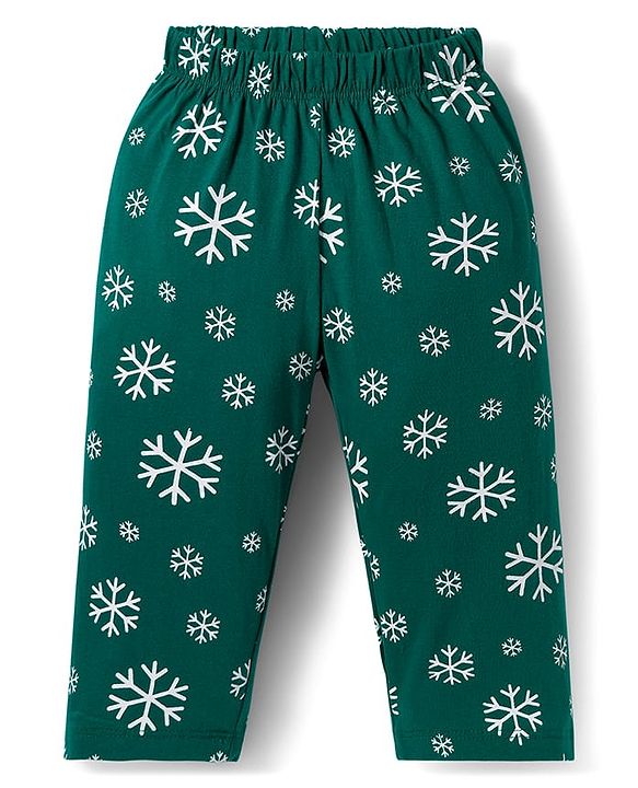 Babyhug Cotton Knit Full Sleeves Night Suit With Penguin Print - Green