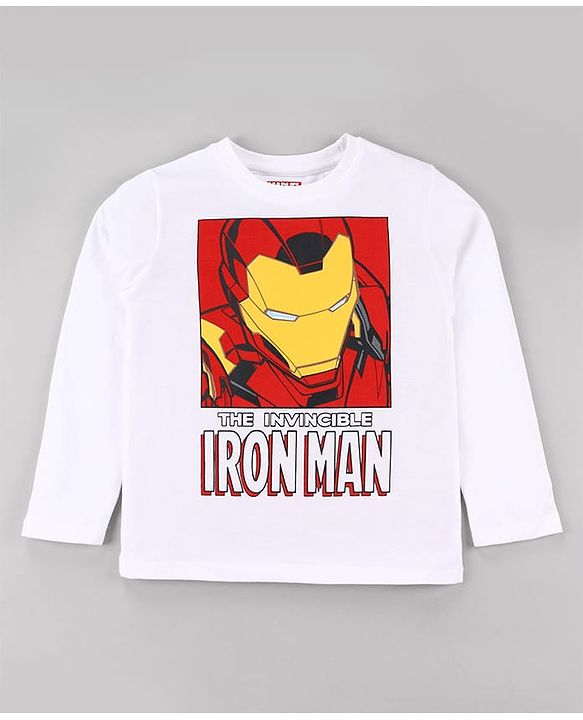 Pine Kids Marvel Single Jersey Knit Full Sleeves Night Suit With Iron Man Graphics - Red