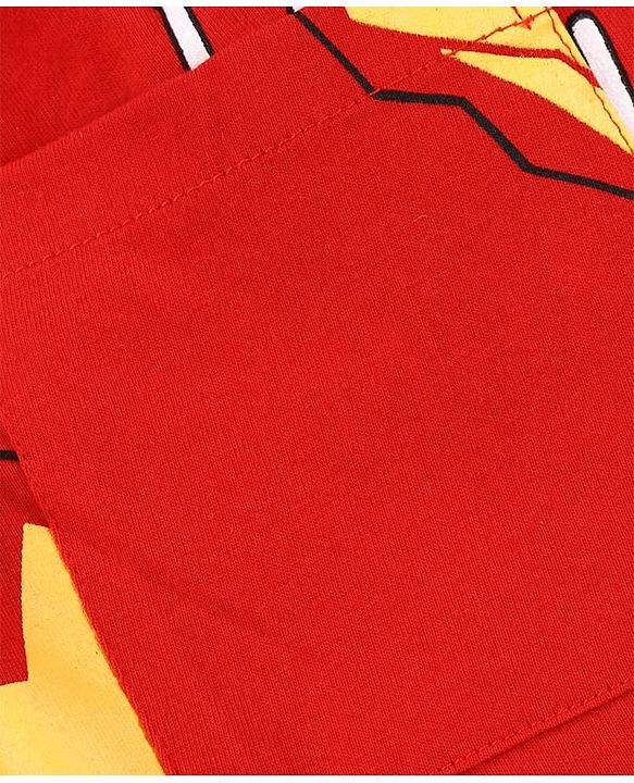 Pine Kids Marvel Single Jersey Knit Full Sleeves Night Suit With Iron Man Graphics - Red