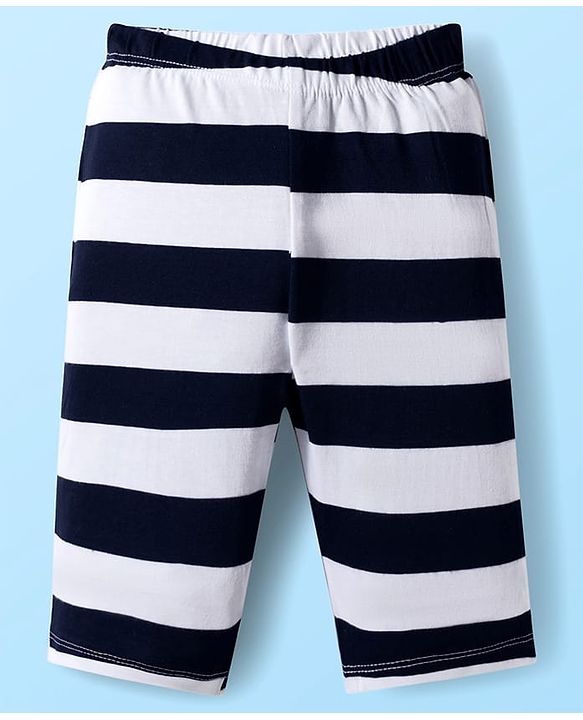 Babyhug Single Jersey Knit Full Sleeves Co-Ord Front Open T-Shirt & Joggers Set With Stripes - Black & White