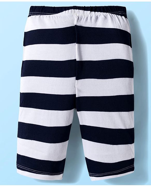 Babyhug Single Jersey Knit Full Sleeves Co-Ord Front Open T-Shirt & Joggers Set With Stripes - Black & White