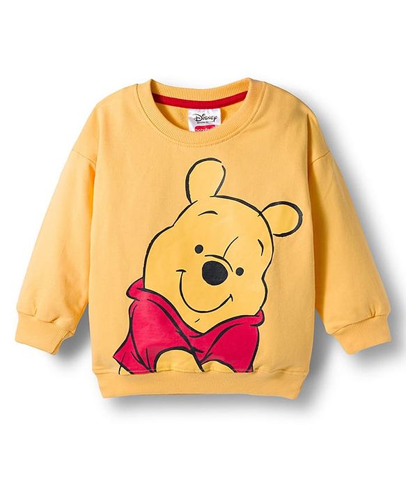 Babyhug Disney Terry Knit Full Sleeves Sweatshirt & Trackpant Set with Winnie the Pooh Graphic and Sherpa Sleeves Detailing -  Yellow