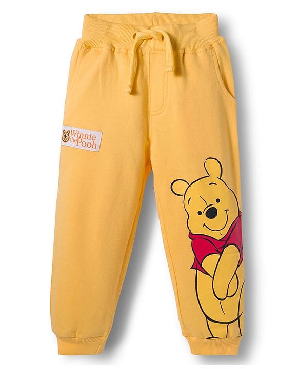 Babyhug Disney Terry Knit Full Sleeves Sweatshirt & Trackpant Set with Winnie the Pooh Graphic and Sherpa Sleeves Detailing -  Yellow