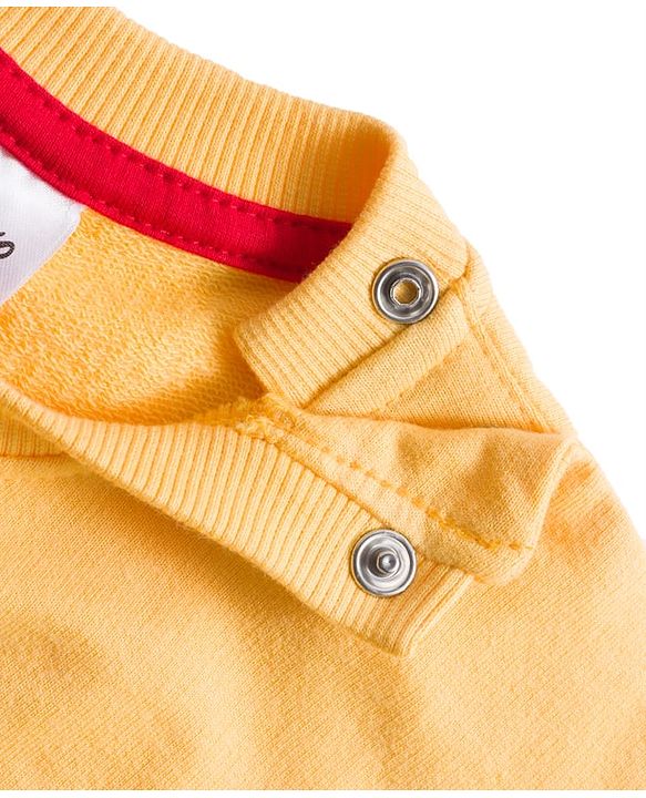 Babyhug Disney Terry Knit Full Sleeves Sweatshirt & Trackpant Set with Winnie the Pooh Graphic and Sherpa Sleeves Detailing -  Yellow