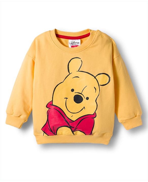 Babyhug Disney Terry Knit Full Sleeves Sweatshirt & Trackpant Set with Winnie the Pooh Graphic and Sherpa Sleeves Detailing -  Yellow