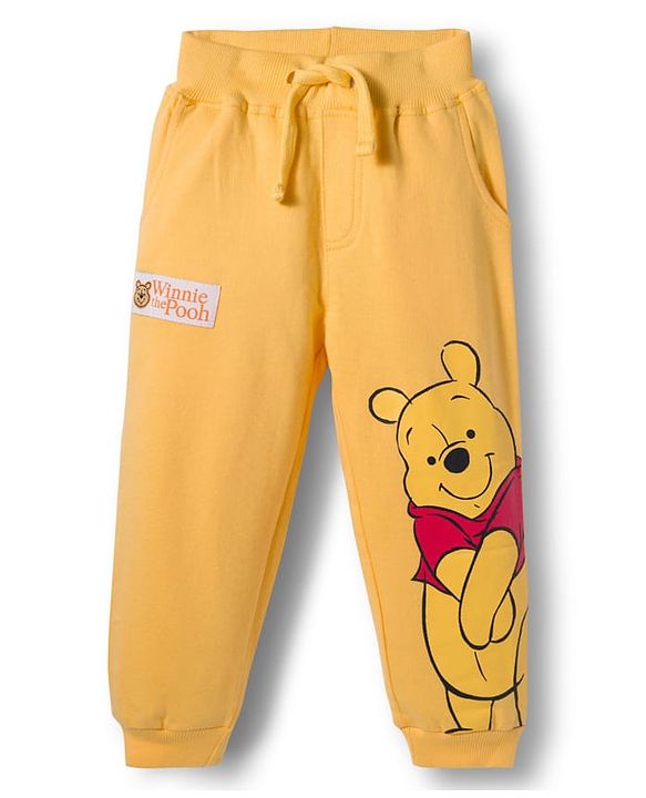 Babyhug Disney Terry Knit Full Sleeves Sweatshirt & Trackpant Set with Winnie the Pooh Graphic and Sherpa Sleeves Detailing -  Yellow