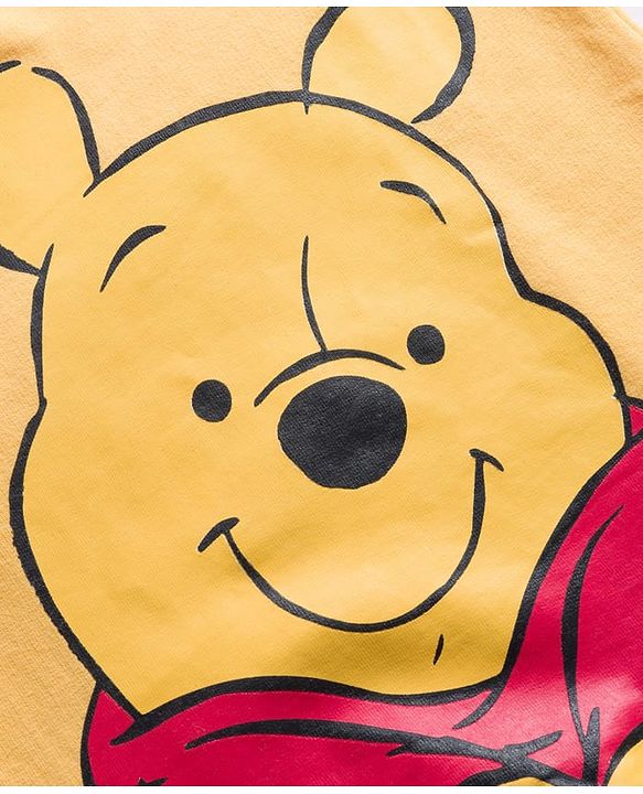 Babyhug Disney Terry Knit Full Sleeves Sweatshirt & Trackpant Set with Winnie the Pooh Graphic and Sherpa Sleeves Detailing -  Yellow