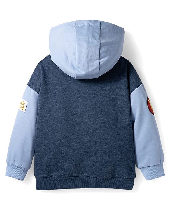 Babyhug Disney Terry Knit Full Sleeves Hooded Sweatshirt & Lounge Pant Set With Winnie The Pooh Graphics - Navy Blue