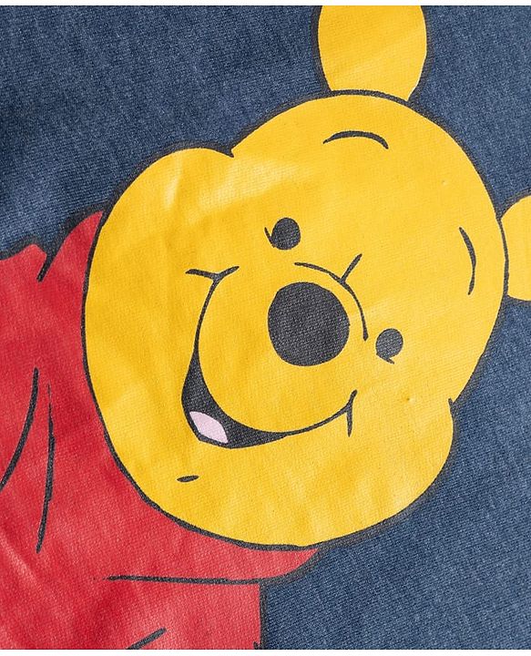 Babyhug Disney Terry Knit Full Sleeves Hooded Sweatshirt & Lounge Pant Set With Winnie The Pooh Graphics - Navy Blue