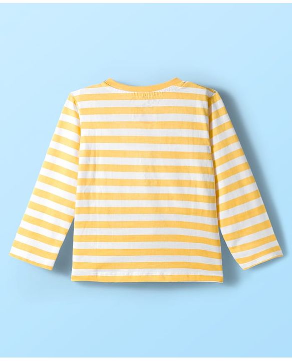 Babyhug Disney Single Jersey Knit  Full Sleeves T-Shirt with Winnie & Friends Graphic and Badge Detailing Pack of 2 - Yellow  & Orange