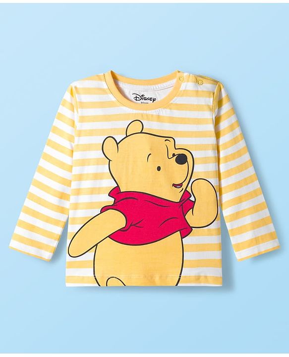 Babyhug Disney Single Jersey Knit  Full Sleeves T-Shirt with Winnie & Friends Graphic and Badge Detailing Pack of 2 - Yellow  & Orange