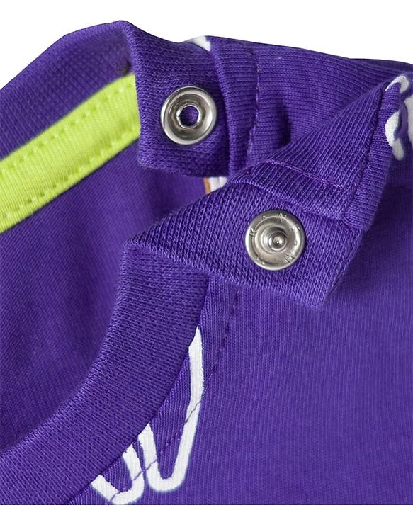 Babyhug Cotton Knit Full Sleeves Night Suit with Dino Print - Violet