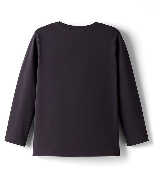 Babyhug 100% Cotton Knit Full Sleeves T-Shirt with Animal Print - Charcoal Grey