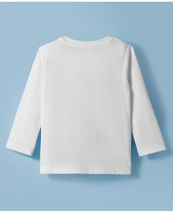 Babyhug 100% Cotton Knit Full Sleeves T-Shirt with Animal Print - White