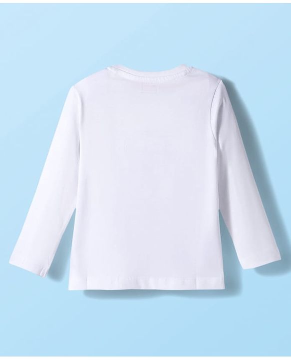 Babyhug 100% Cotton Knit Full Sleeves T-Shirt With Dino Print - White