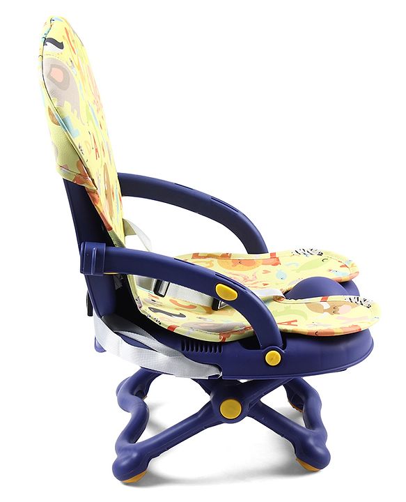 Babyhug 2 in 1 Kids Feeding Chair & Booster Chair with Removable Tray & Seat Cushion - Yellow| Adjustable Height| Safety Harness| Foldable Legs| Non Slip Base| Easy to Clean| Durable Built