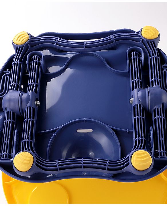 Babyhug 2 in 1 Kids Feeding Chair & Booster Chair with Removable Tray & Seat Cushion - Yellow| Adjustable Height| Safety Harness| Foldable Legs| Non Slip Base| Easy to Clean| Durable Built