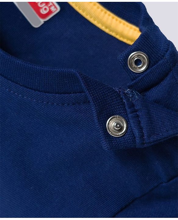 Babyhug 100% Cotton Knit Full Sleeves T-Shirt with Animal Print - Navy Blue
