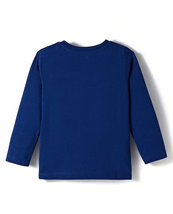 Babyhug 100% Cotton Knit Full Sleeves T-Shirt with Animal Print - Navy Blue