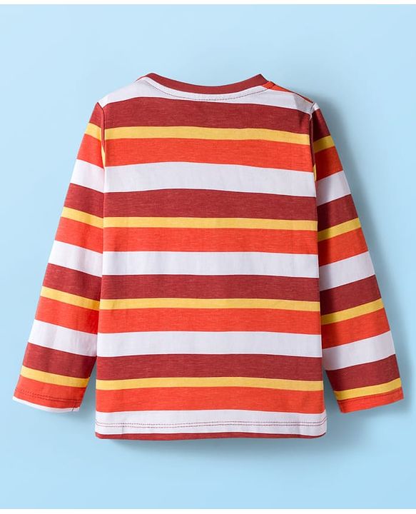 Babyhug 100% Cotton Knit Full Sleeves T-Shirts with Stripes & Animal Print Pack of 3 - White & Brown