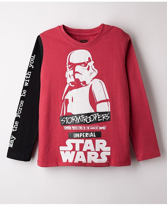 Pine Kids Single Jersey Knit Full Sleeves Night suit With Star War Graphics - Maroon