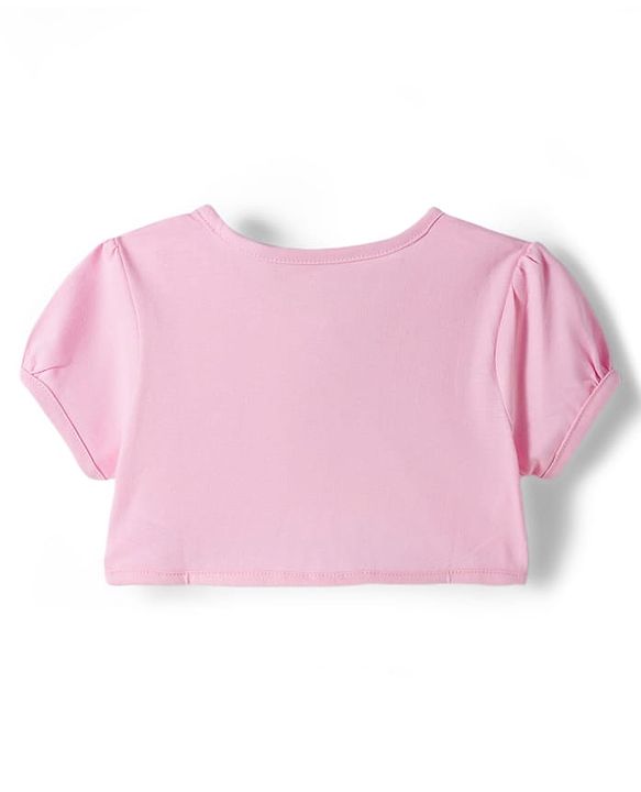 Babyhug Single Jersey Knit Floral Printed Frock with Half Sleeves Shrug & Bow Applique - Pink & Navy Blue