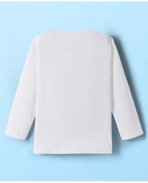 Babyhug 100% Cotton Knit Full Sleeves T-Shirt with Animal & Vehicle Print - White