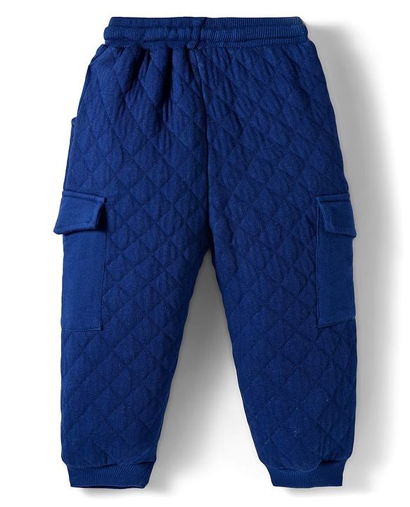 Babyhug Terry Knit Full Raglan Sleeves T-Shirt & Lounge Pant Set With Giraffe Print - White & Navy Blue