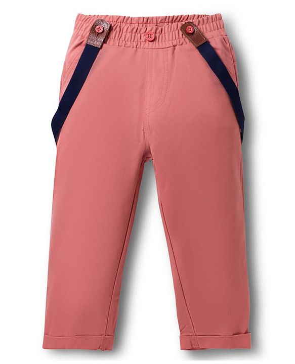 Babyhug 100% Cotton Woven Full Sleeves Striped Shirt & Pant Set With Bow & Suspender - Blue & Pink