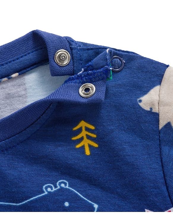 Babyhug Cotton Knit Full Sleeves Co-ords Night Suit With Animal Print - Navy Blue