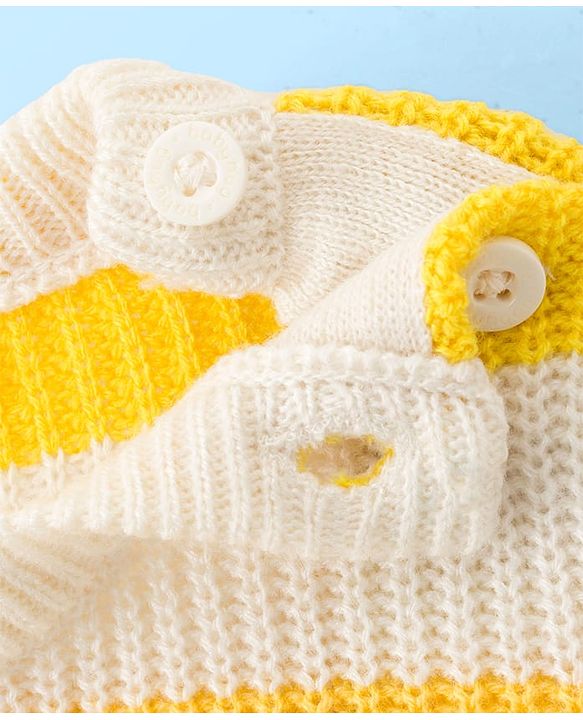 Babyhug Knit Full Sleeves Pullover Sweater with Stripes - Yellow