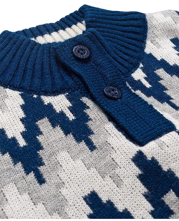 Babyhug Knit Full Sleeves Pullover with Zig Zag Design - Navy Blue
