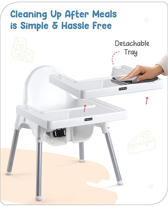 Babyhug Multi-functional Highchair & Convertible Feeding Chair | Removable Feeding Tray| Adjustable Footrest| Safety Harness| Anti-skid Base| Easy Assembly| Easy Cleaning| 6 Months to 3 Years - Blue